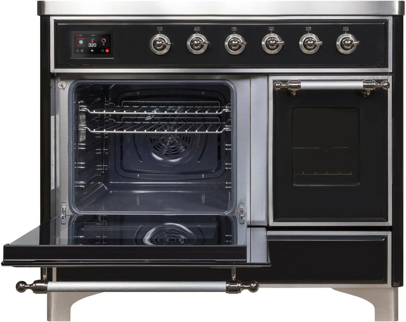 ILVE 40" Majestic II induction Range with 6 Elements - 3.82 cu. ft. Oven - Chrome Trim in Glossy Black (UMDI10NS3BKC)