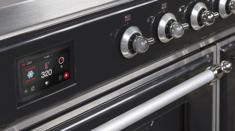 ILVE 40" Majestic II induction Range with 6 Elements - 3.82 cu. ft. Oven - Chrome Trim in Glossy Black (UMDI10NS3BKC)