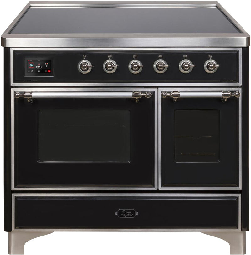 ILVE 40" Majestic II induction Range with 6 Elements - 3.82 cu. ft. Oven - Chrome Trim in Glossy Black (UMDI10NS3BKC)