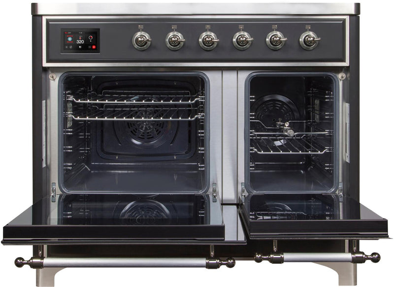 ILVE 40" Majestic II induction Range with 6 Elements - 3.82 cu. ft. Oven - Chrome Trim in Matte Graphite (UMDI10NS3MGC)