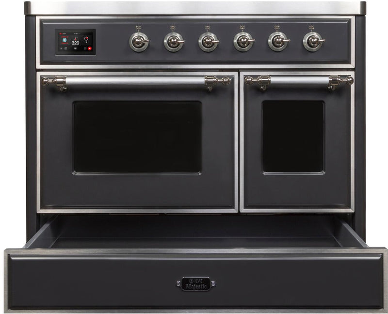 ILVE 40" Majestic II induction Range with 6 Elements - 3.82 cu. ft. Oven - Chrome Trim in Matte Graphite (UMDI10NS3MGC)