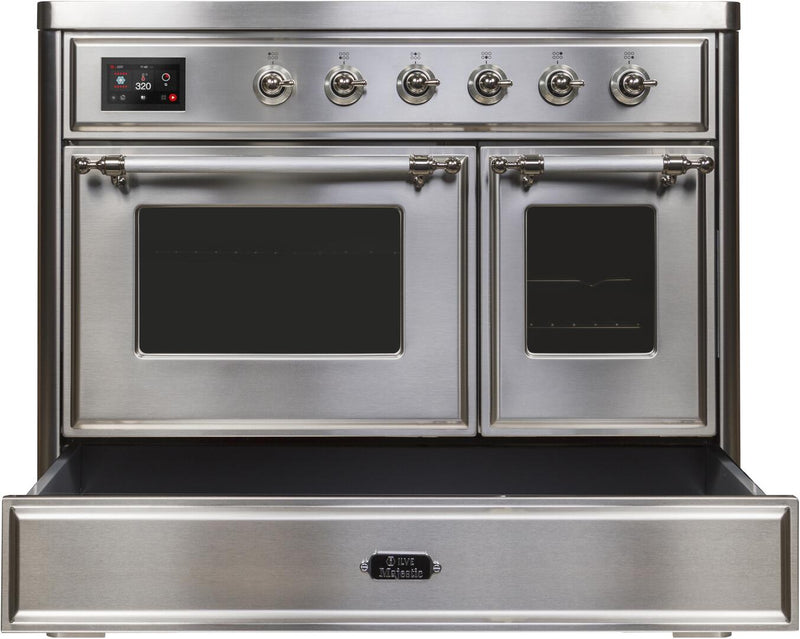 ILVE 40" Majestic II induction Range with 6 Elements - 3.82 cu. ft. Oven - Chrome Trim in Stainless Steel (UMDI10NS3SSC)