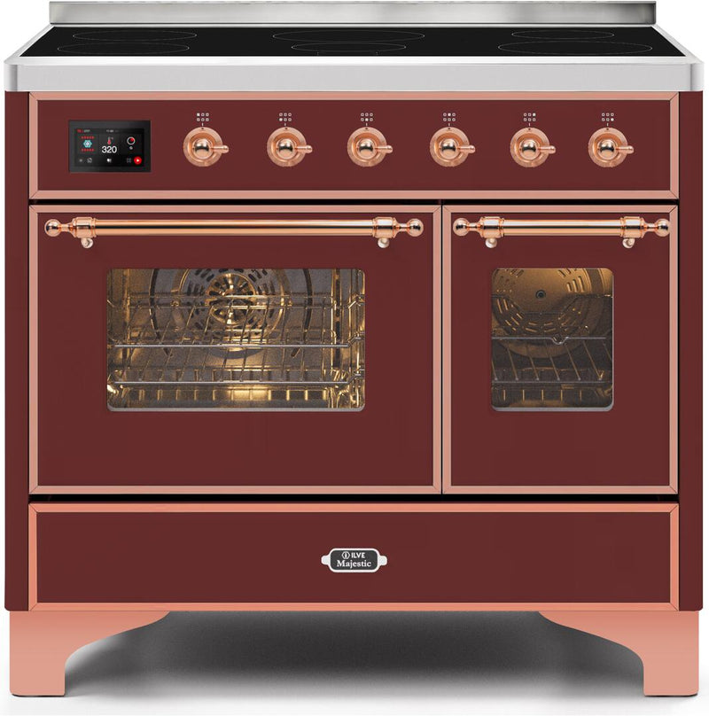 ILVE 40" Majestic II induction Range with 6 Elements - 3.82 cu. ft. Oven - Copper Trim in Burgundy (UMDI10NS3BUP)