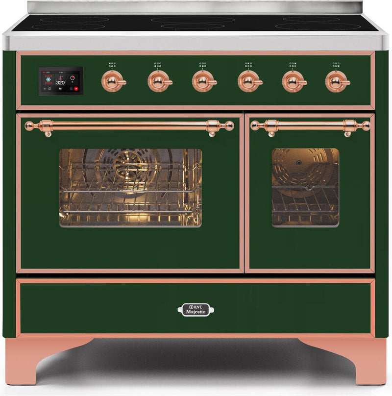 ILVE 40" Majestic II induction Range with 6 Elements - 3.82 cu. ft. Oven - Copper Trim in Emerald Green (UMDI10NS3EGP)