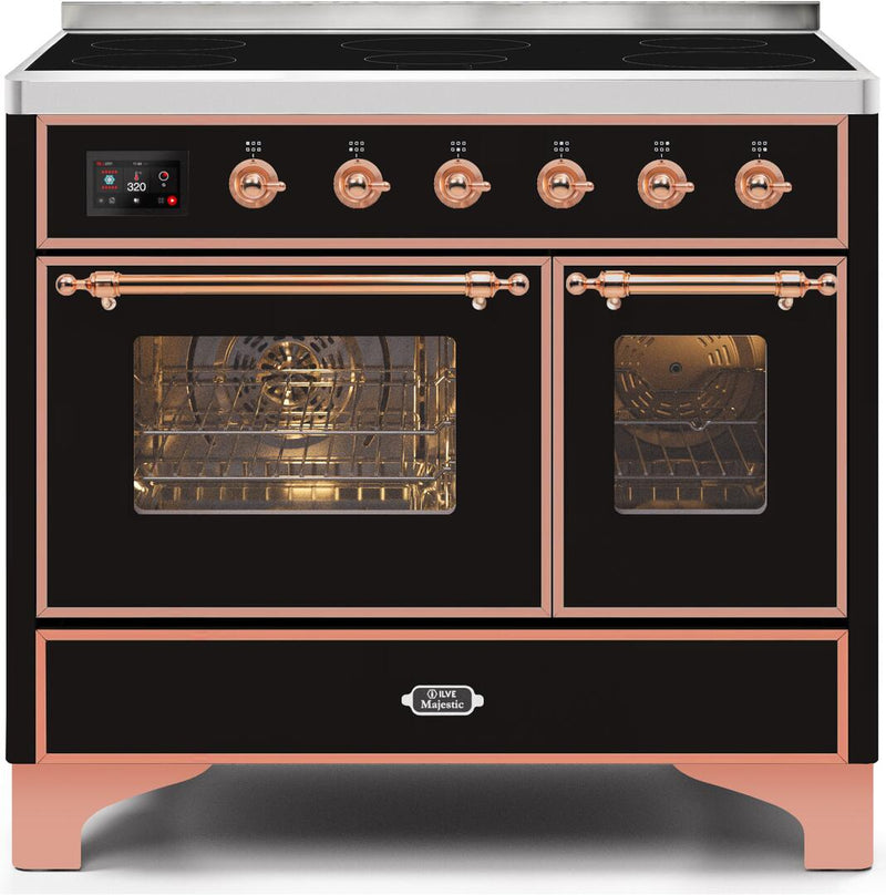 ILVE 40" Majestic II induction Range with 6 Elements - 3.82 cu. ft. Oven - Copper Trim in Glossy Black (UMDI10NS3BKP)