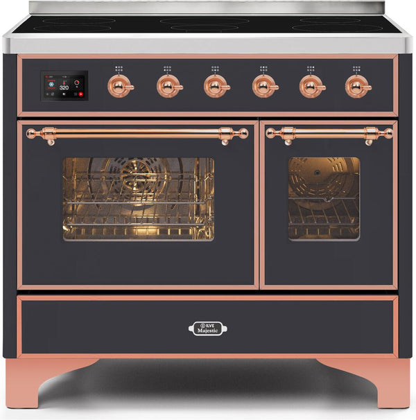 ILVE 40" Majestic II induction Range with 6 Elements - 3.82 cu. ft. Oven - Copper Trim in Matte Graphite (UMDI10NS3MGP)