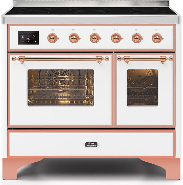 ILVE 40" Majestic II induction Range with 6 Elements - 3.82 cu. ft. Oven - Copper Trim in White (UMDI10NS3WHP)