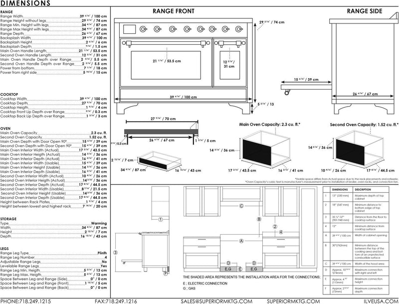 ILVE 40" Majestic II induction Range with 6 Elements - Dual Oven - TFT Control Display in Antique White (UMDI10QNS3AWB)