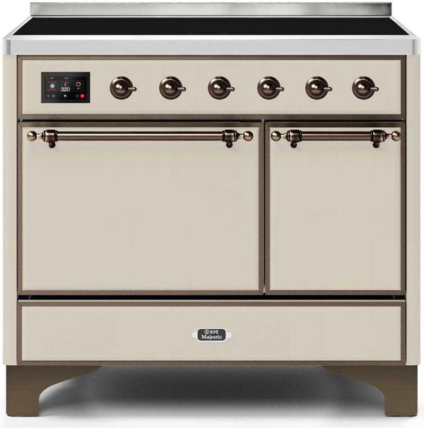 ILVE 40" Majestic II induction Range with 6 Elements - Dual Oven - TFT Control Display in Antique White (UMDI10QNS3AWB)