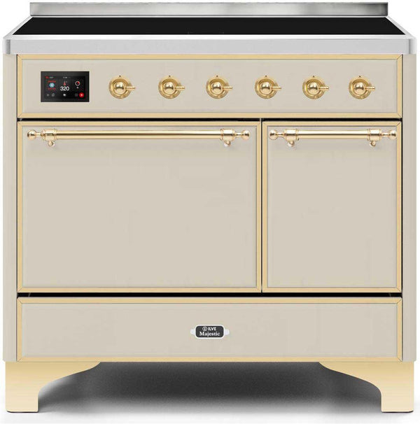 ILVE 40" Majestic II induction Range with 6 Elements - Dual Oven - TFT Control Display in Antique White (UMDI10QNS3AWG)