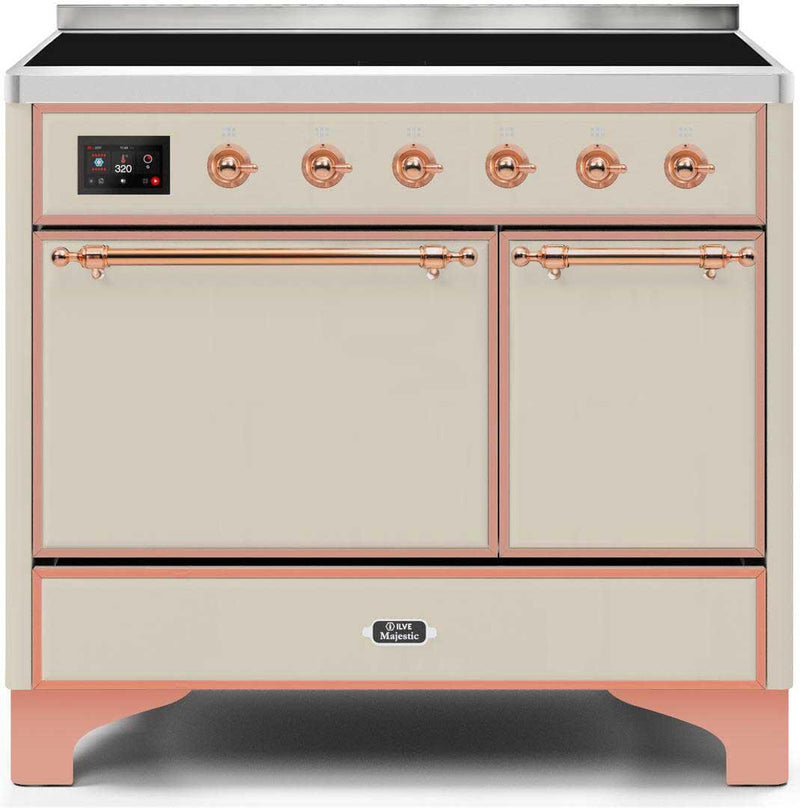 ILVE 40" Majestic II induction Range with 6 Elements - Dual Oven - TFT Control Display in Antique White (UMDI10QNS3AWP)