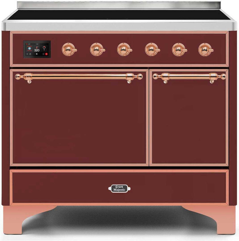 ILVE 40" Majestic II induction Range with 6 Elements - Dual Oven - TFT Control Display in Burgundy (UMDI10QNS3BUP)