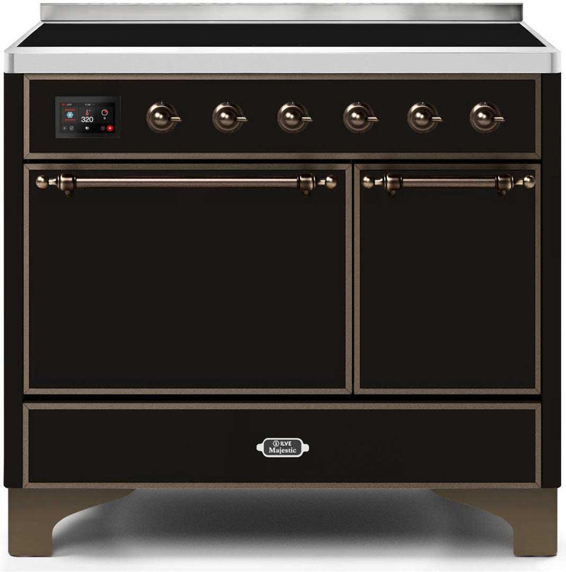 ILVE 40" Majestic II induction Range with 6 Elements - Dual Oven - TFT Control Display in Glossy Black (UMDI10QNS3BKB)