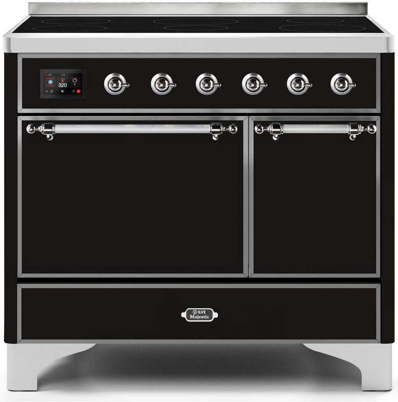 ILVE 40" Majestic II induction Range with 6 Elements - Dual Oven - TFT Control Display in Glossy Black (UMDI10QNS3BKC)