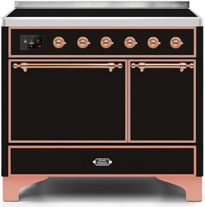 ILVE 40" Majestic II induction Range with 6 Elements - Dual Oven - TFT Control Display in Glossy Black (UMDI10QNS3BKP)