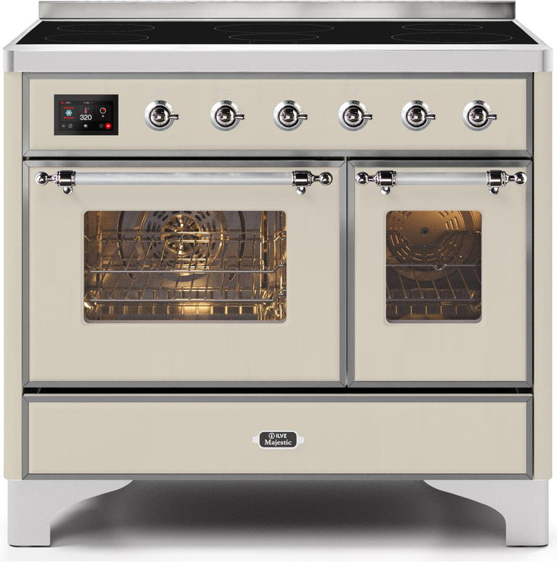 ILVE 40" Majestic II induction Range with6 Elements - 3.82 cu. ft. Oven - Chrome Trim in Antique White (UMDI10NS3AWC)