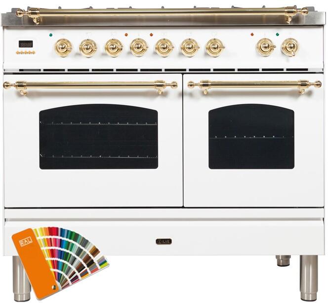 ILVE 40" Nostalgie - Dual Fuel Range with 5 Sealed Brass Burners - 3.55 cu. ft. Oven - Griddle in Custom RAL Color (UPDN100FDMPRAL)