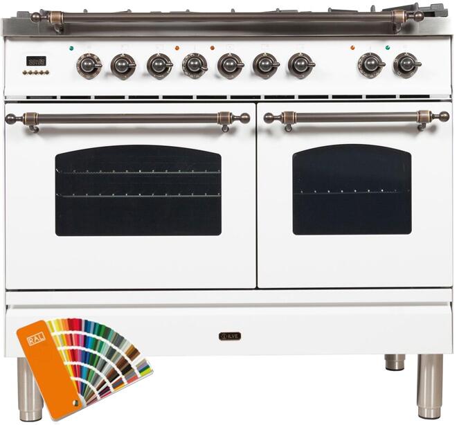 ILVE 40" Nostalgie - Dual Fuel Range with 5 Sealed Brass Burners - 3.55 cu. ft. Oven - Griddle in Custom RAL Color (UPDN100FDMPRALY)