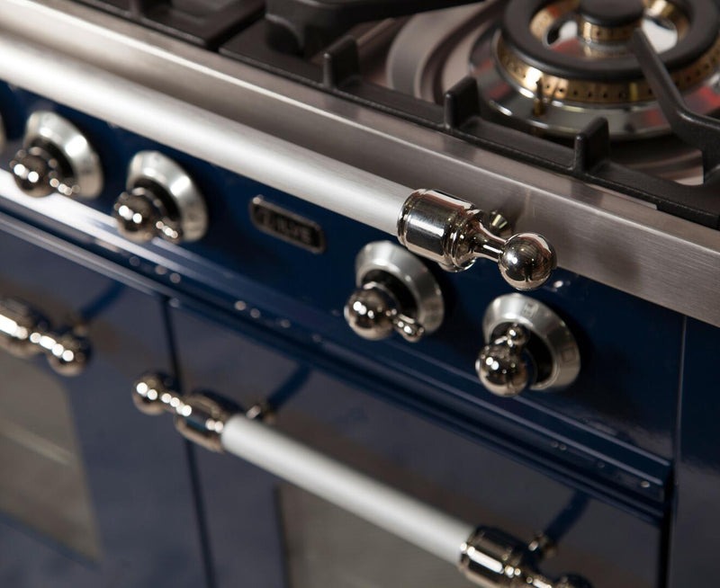 ILVE 40" Nostalgie - Dual Fuel Range with 5 Sealed Brass Burners - 3.55 cu. ft. Oven - Griddle with Chrome Trim in Blue (UPDN100FDMPBLX)