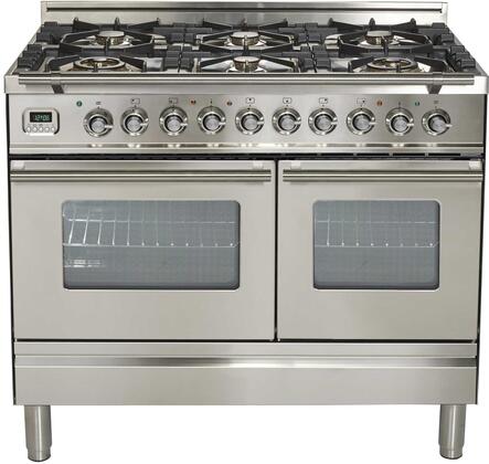 ILVE 40" Professional Plus - Dual Fuel Range with 2 Ovens - 6 Sealed Burners - 4 cu. ft. Oven in Stainless Steel (UPDW1006DMPI)