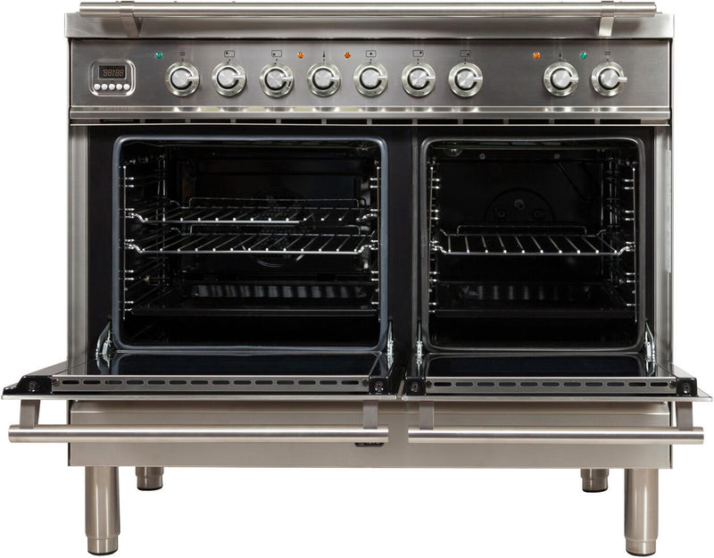 ILVE 40" Professional Plus - Dual Fuel Range with Griddle - 2 Ovens - 4 Sealed Burners - 4 cu. ft. Oven in Stainless Steel (UPDW100FDMPI)