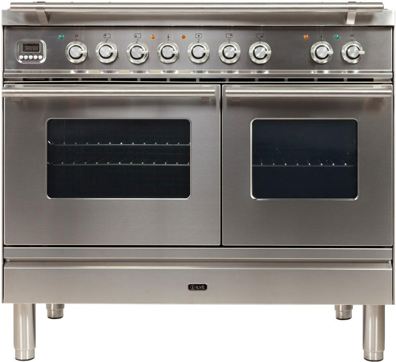 ILVE 40" Professional Plus - Dual Fuel Range with Griddle - 2 Ovens - 4 Sealed Burners - 4 cu. ft. Oven in Stainless Steel (UPDW100FDMPI)