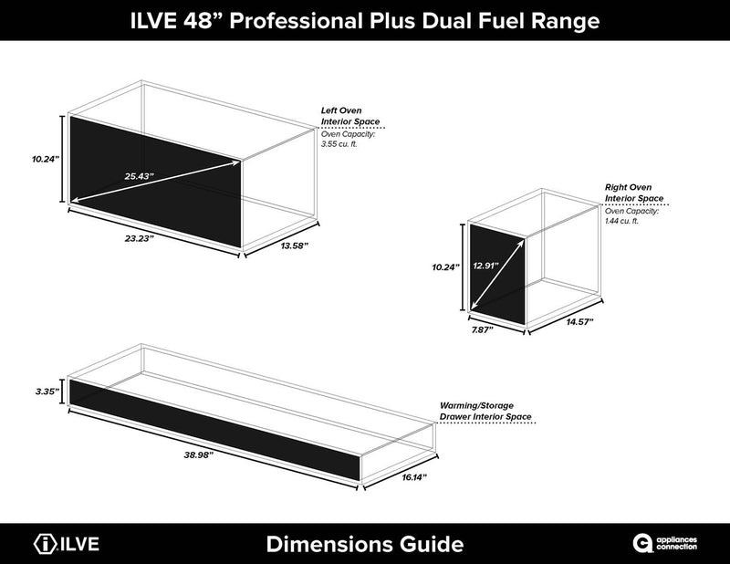 ILVE 48" Professional Plus Dual Fuel Range with 7 Sealed Burners - Double Ovens - Griddle - Stainless Steel (UPW120FDMPI)