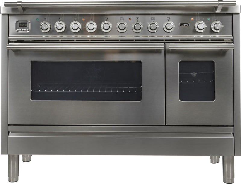 ILVE 48" Professional Plus Dual Fuel Range with 7 Sealed Burners - Double Ovens - Griddle - Stainless Steel (UPW120FDMPI)