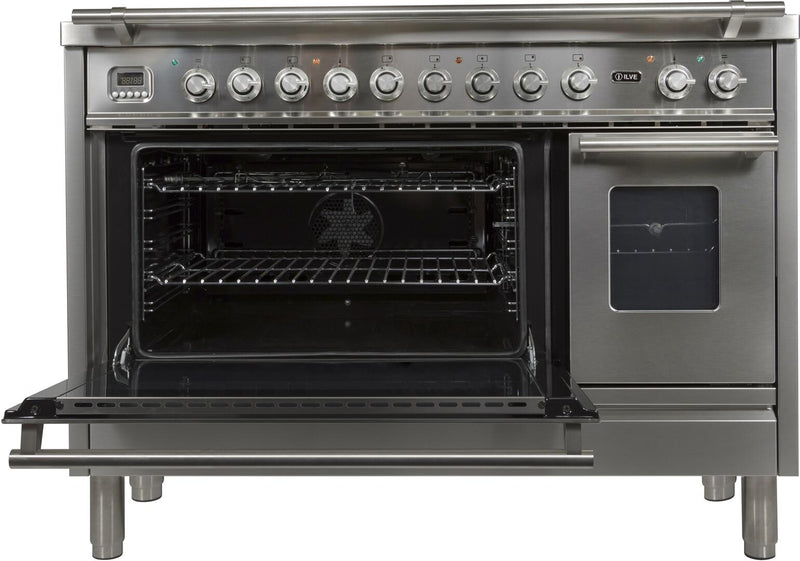 ILVE 48" Professional Plus Dual Fuel Range with 7 Sealed Burners - Double Ovens - Griddle - Stainless Steel (UPW120FDMPI)