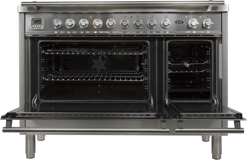 ILVE 48" Professional Plus Dual Fuel Range with 7 Sealed Burners - Double Ovens - Griddle - Stainless Steel (UPW120FDMPI)