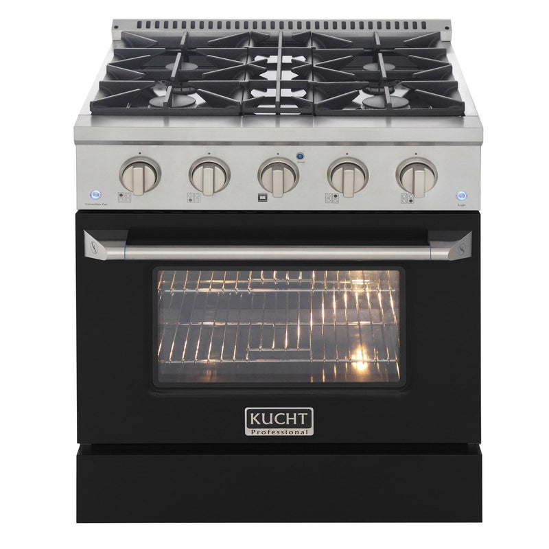 Kucht Professional 30 in. 4.2 cu. ft. Gas Range - Sealed Burners and Convection Oven in Black (KNG301-K)