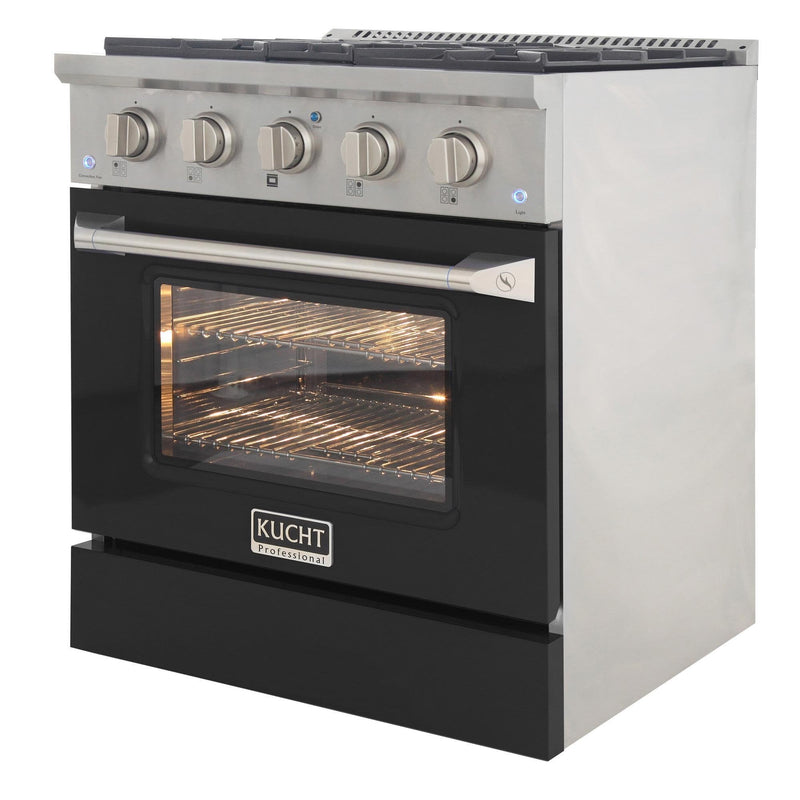 Kucht Professional 30 in. 4.2 cu. ft. Gas Range - Sealed Burners and Convection Oven in Black (KNG301-K)