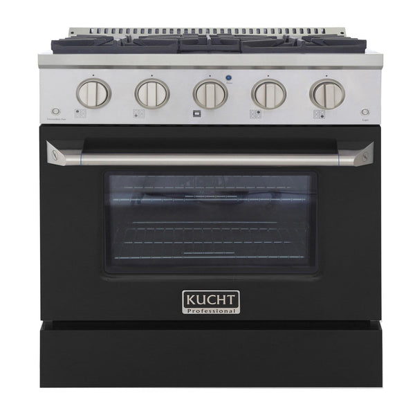 Kucht Professional 30 in. 4.2 cu. ft. Gas Range - Sealed Burners and Convection Oven in Black (KNG301-K)