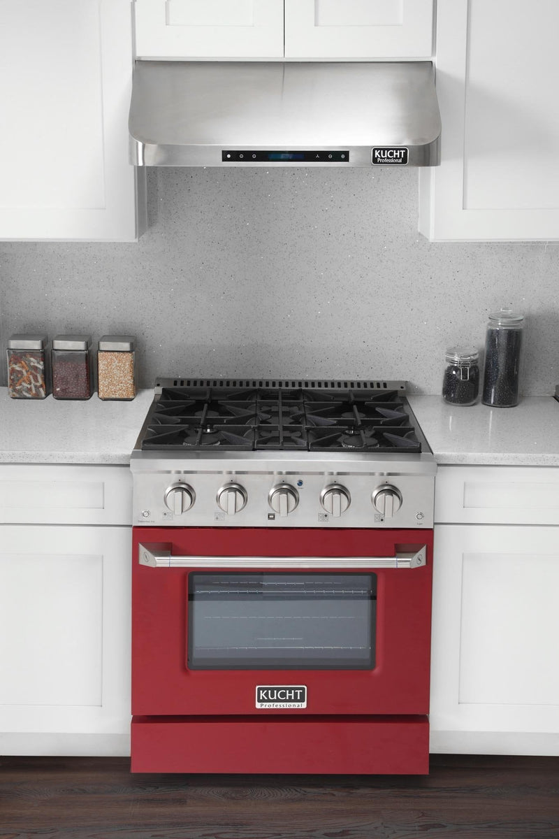 Kucht Professional 30 in. 4.2 cu. ft. Gas Range - Sealed Burners and Convection Oven in Red (KNG301-R)