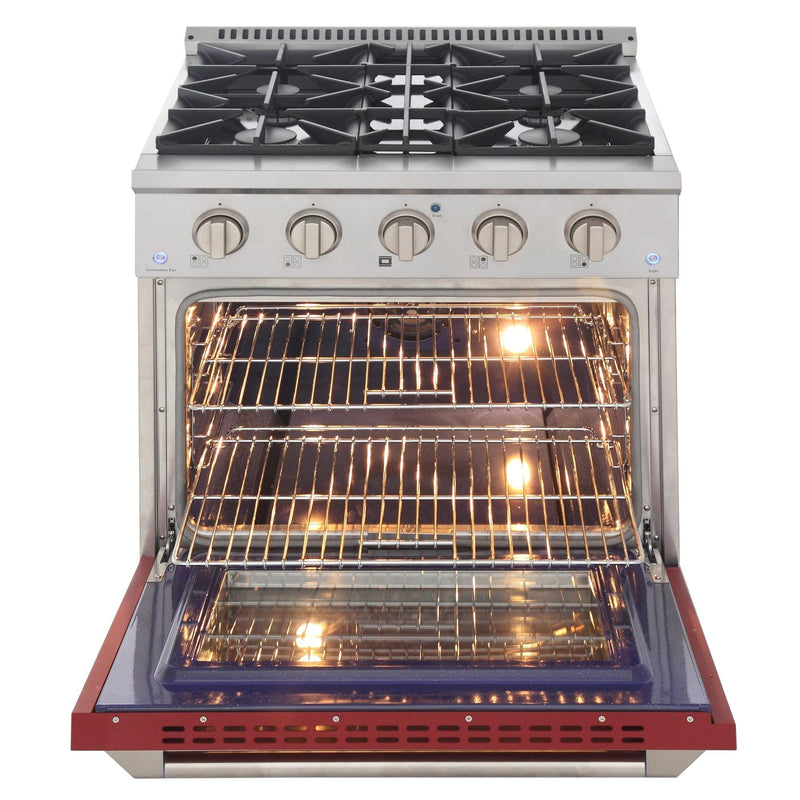 Kucht Professional 30 in. 4.2 cu. ft. Gas Range - Sealed Burners and Convection Oven in Red (KNG301-R)