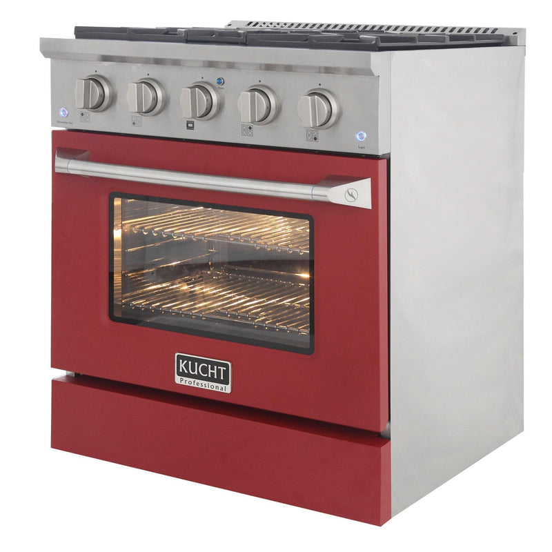 Kucht Professional 30 in. 4.2 cu. ft. Gas Range - Sealed Burners and Convection Oven in Red (KNG301-R)