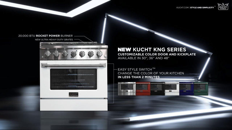 Kucht Professional 30 in. 4.2 cu. ft. Gas Range - Sealed Burners and Convection Oven in White (KNG301-W)