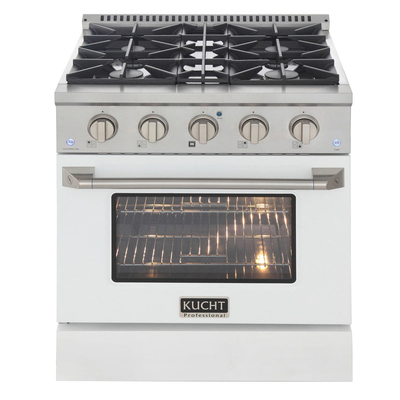 Kucht Professional 30 in. 4.2 cu. ft. Gas Range - Sealed Burners and Convection Oven in White (KNG301-W)