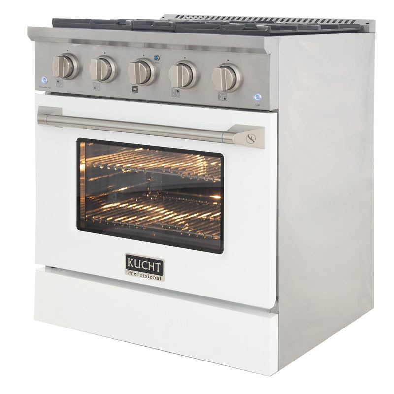 Kucht Professional 30 in. 4.2 cu. ft. Gas Range - Sealed Burners and Convection Oven in White (KNG301-W)