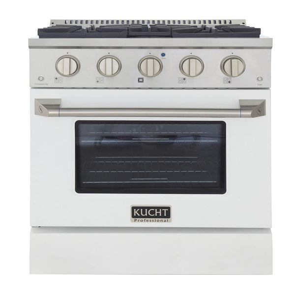 Kucht Professional 30 in. 4.2 cu. ft. Gas Range - Sealed Burners and Convection Oven in White (KNG301-W)