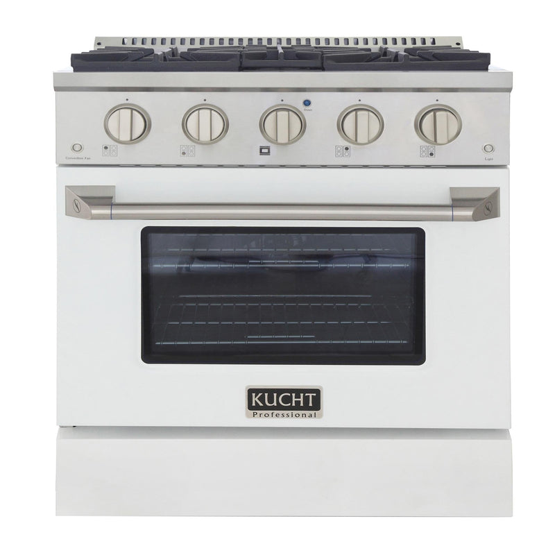 Kucht Professional 30 in. 4.2 cu. ft. Gas Range - Sealed Burners and Convection Oven in White (KNG301-W)