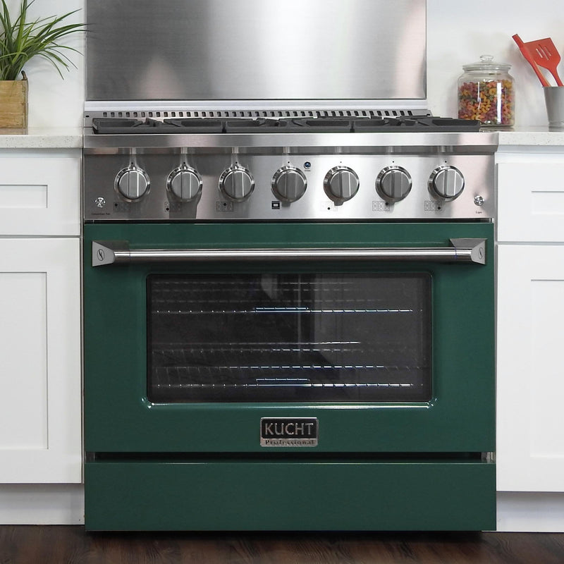 Kucht Professional 36 in. 5.2 cu. ft. Gas Range - Sealed Burners and Convection Oven in Green (KNG361-G)