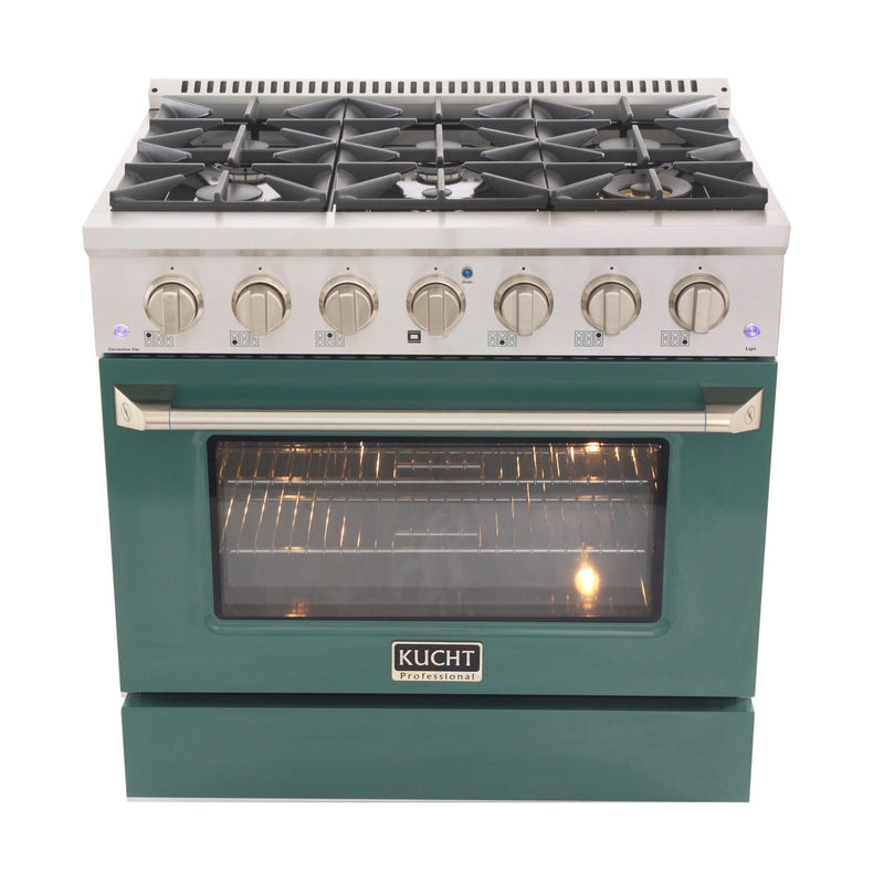 Kucht Professional 36 in. 5.2 cu. ft. Gas Range - Sealed Burners and Convection Oven in Green (KNG361-G)