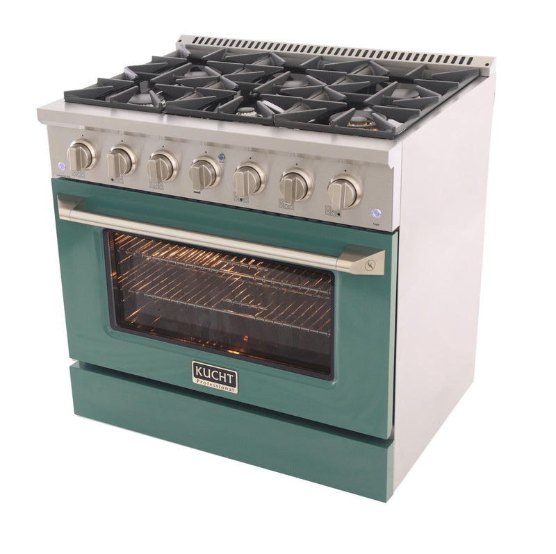 Kucht Professional 36 in. 5.2 cu. ft. Gas Range - Sealed Burners and Convection Oven in Green (KNG361-G)