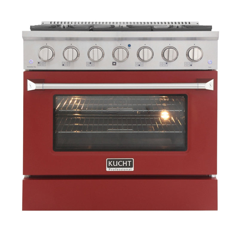 Kucht Professional 36 in. 5.2 cu. ft. Gas Range - Sealed Burners and Convection Oven in Red (KNG361-R)