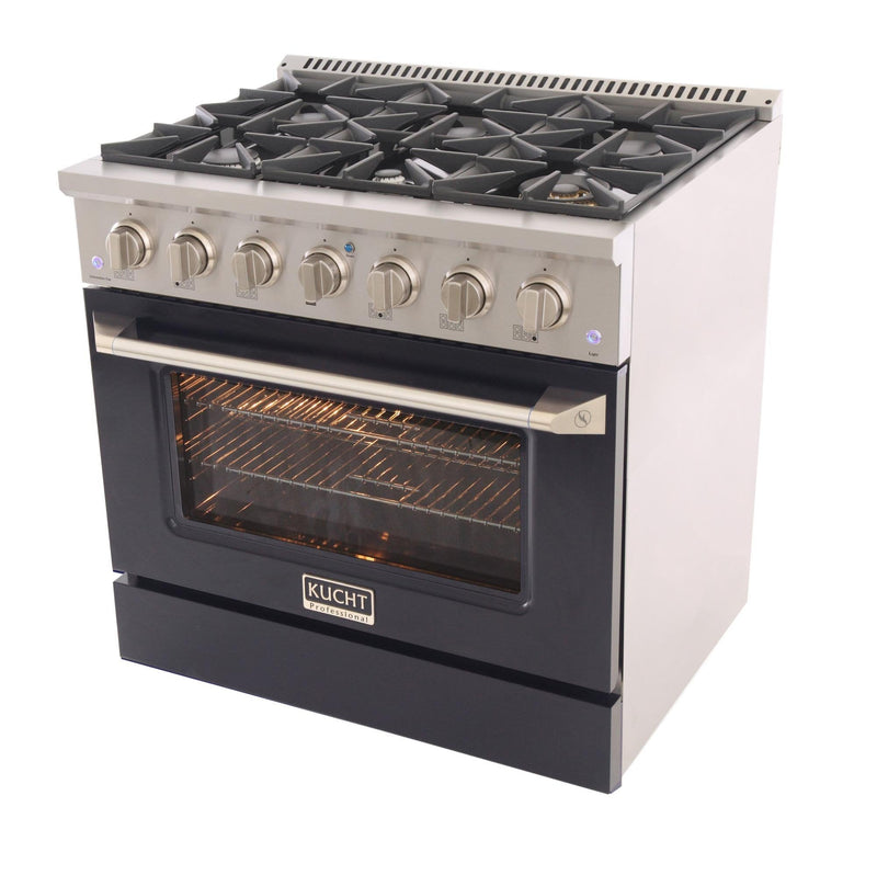 Kucht Professional 36 in. 5.2 cu. ft. Range - Sealed Burners and Convection Oven in Black (KNG361-K)