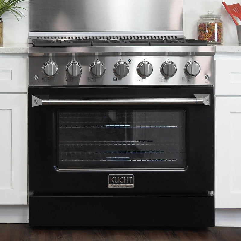 Kucht Professional 36 in. 5.2 cu. ft. Range - Sealed Burners and Convection Oven in Black (KNG361-K)