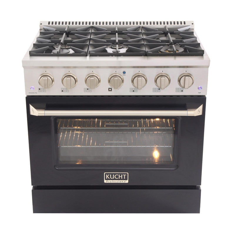 Kucht Professional 36 in. 5.2 cu. ft. Range - Sealed Burners and Convection Oven in Black (KNG361-K)