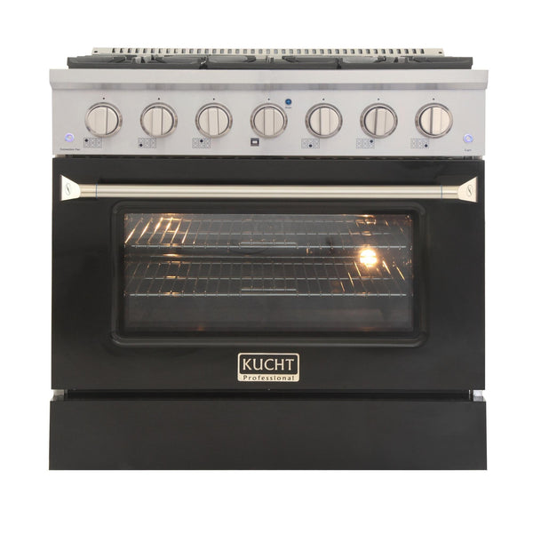 Kucht Professional 36 in. 5.2 cu. ft. Range - Sealed Burners and Convection Oven in Black (KNG361-K)