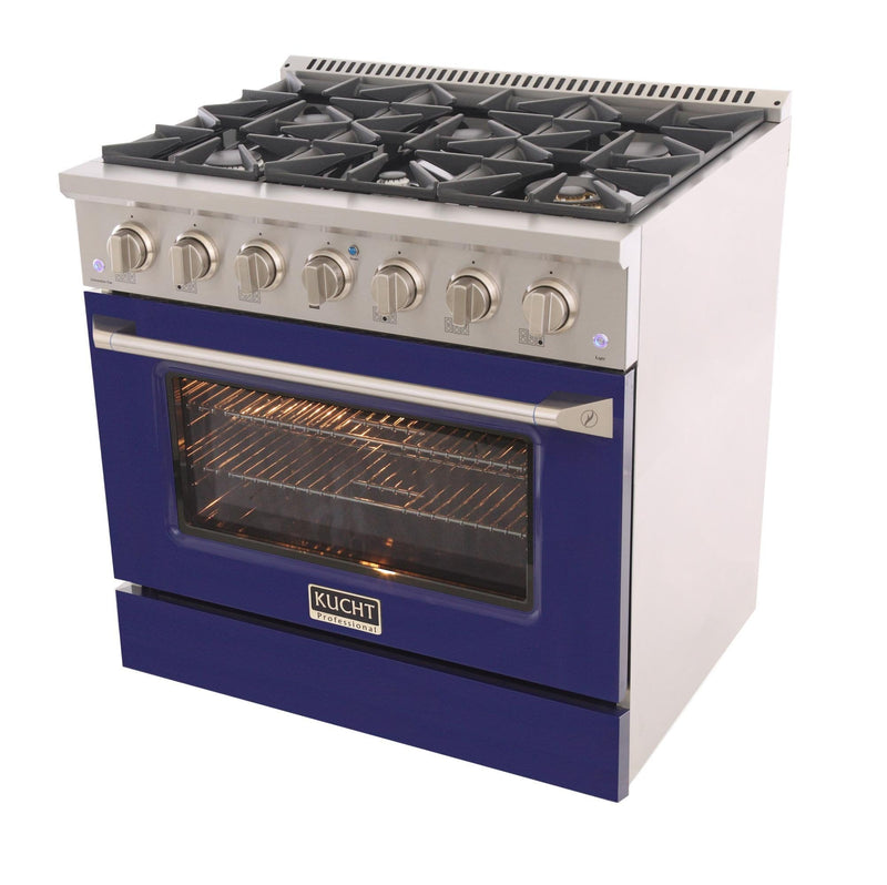 Kucht Professional 36 in. 5.2 cu. ft. Range - Sealed Burners and Convection Oven in Blue (KNG361-B)